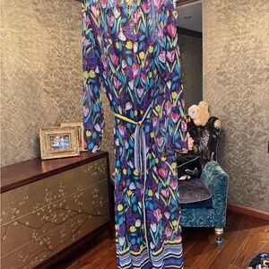 Tropical Bloom Sheer Maxi Cover-Up